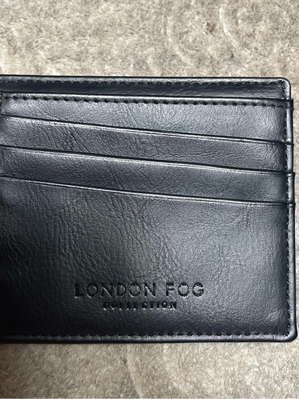 Bundle of THREE Men’s Black Leather Wallets; FOSSIL, Perry Ellis, London Fog